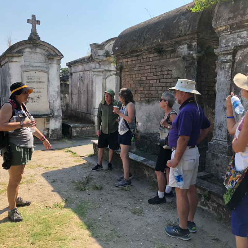 Group in cemetery