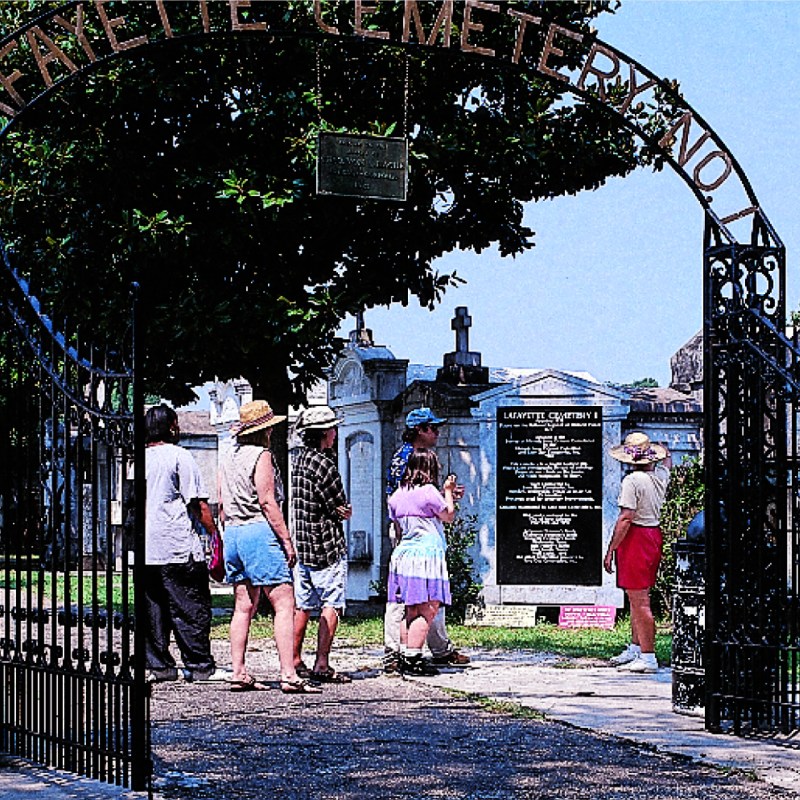 Group in cemetery